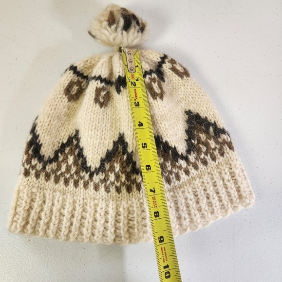 Handmade Vintage Wool Brown Beanie Winter Hat Touque Mens Womens Cowichan 90s - Picture 5 of 6